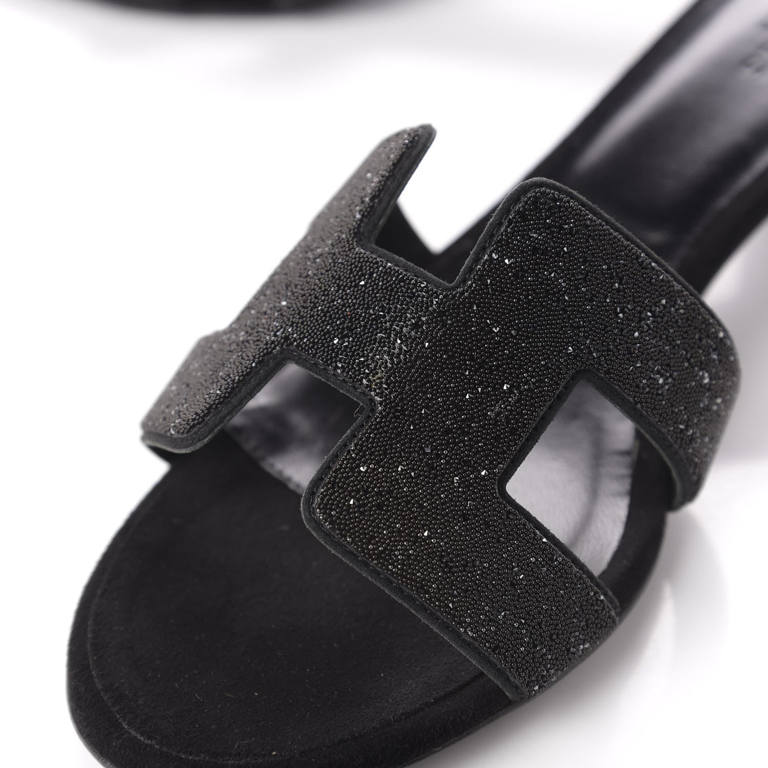Hermes Suede Goatskin Crystal Powder Oasis Sandals 37 Black 10 of 11