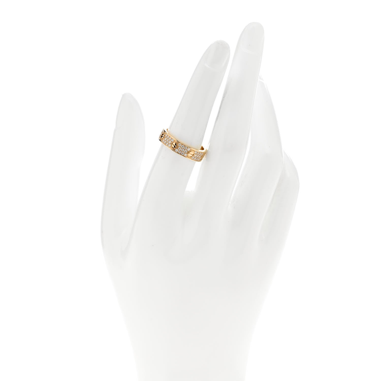 Cartier 18K Yellow Gold Diamond 5mm LOVE Wedding Paved Band Ring 54 7 2 of 5