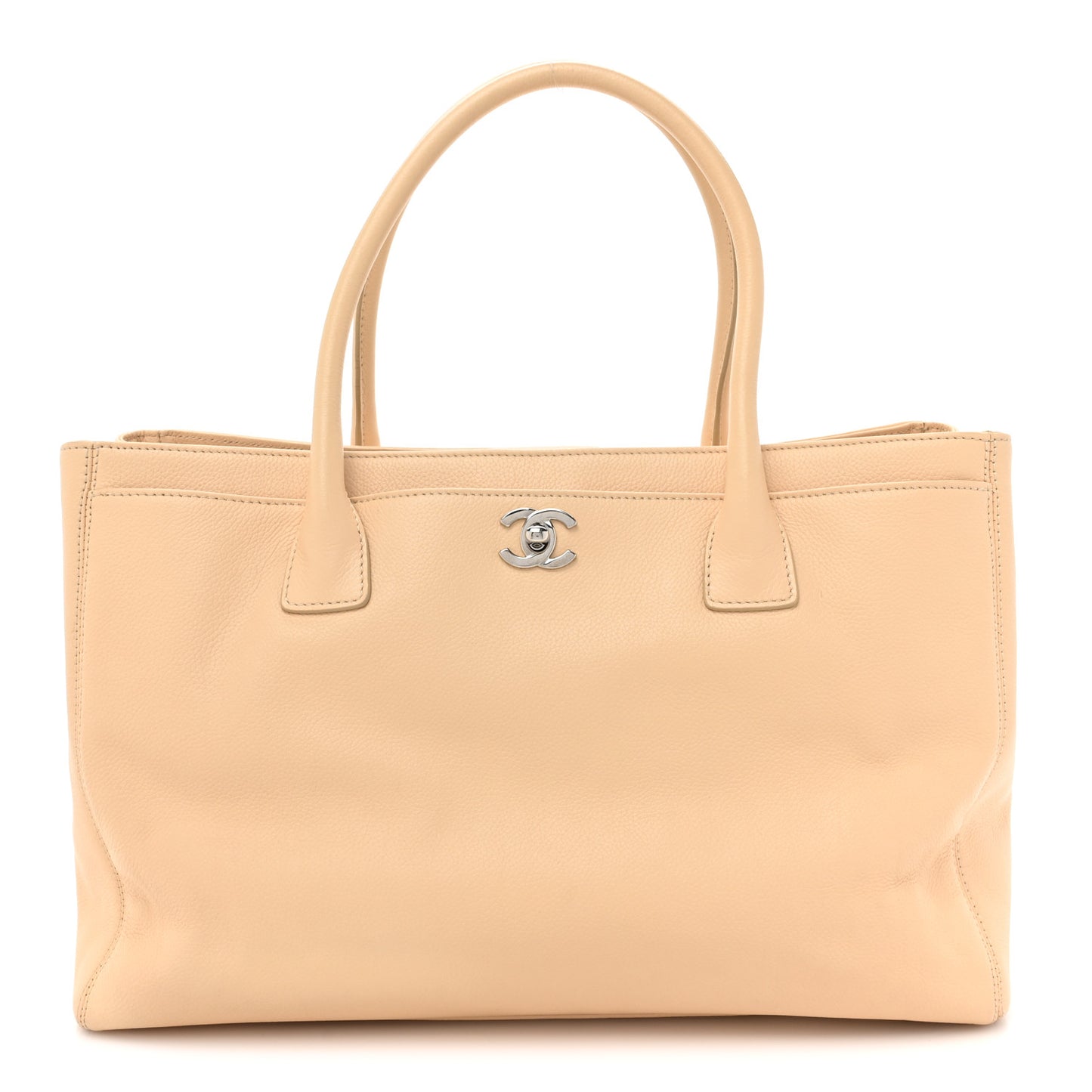 Calfskin Cerf Executive Shopper Tote Beige