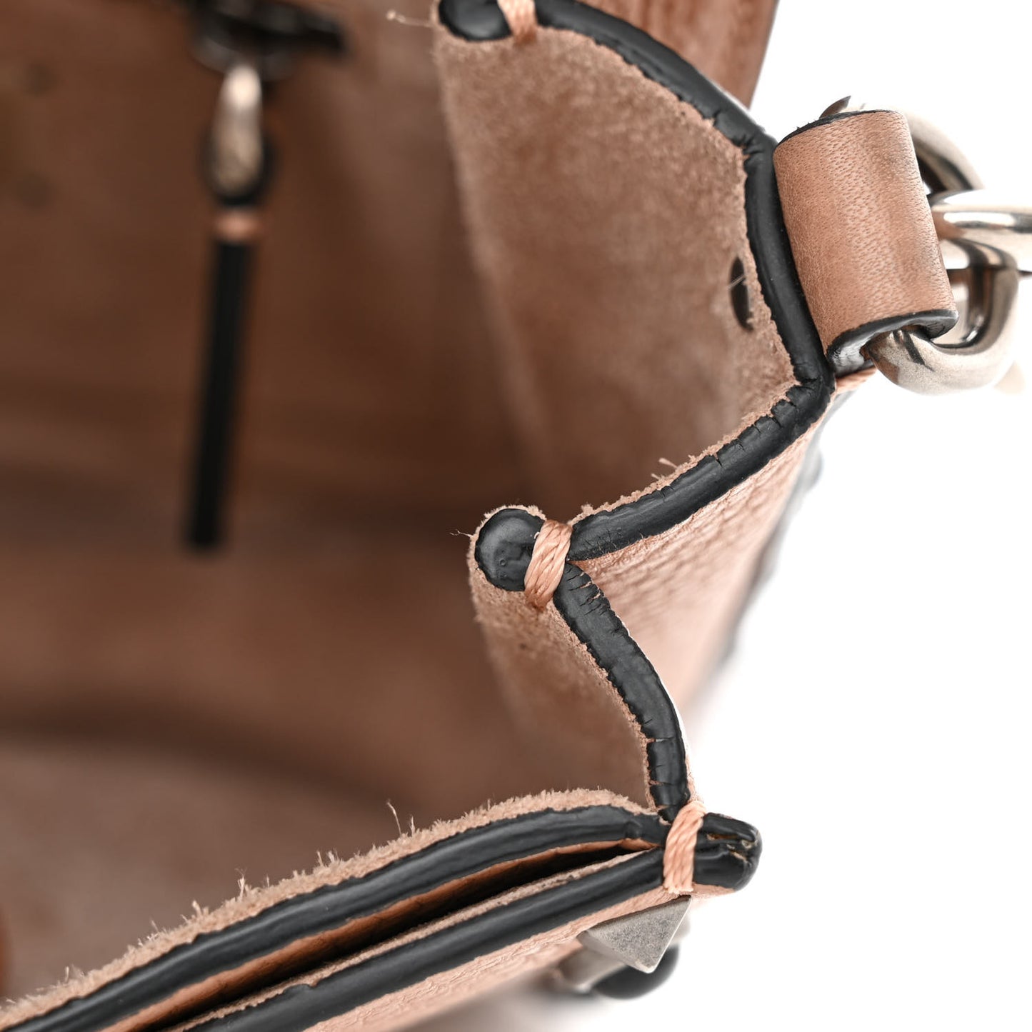 Grained Calfskin Onyx Guitar Strap Rockstud Rolling Shoulder Flap Messenger Bag Soft Noisette