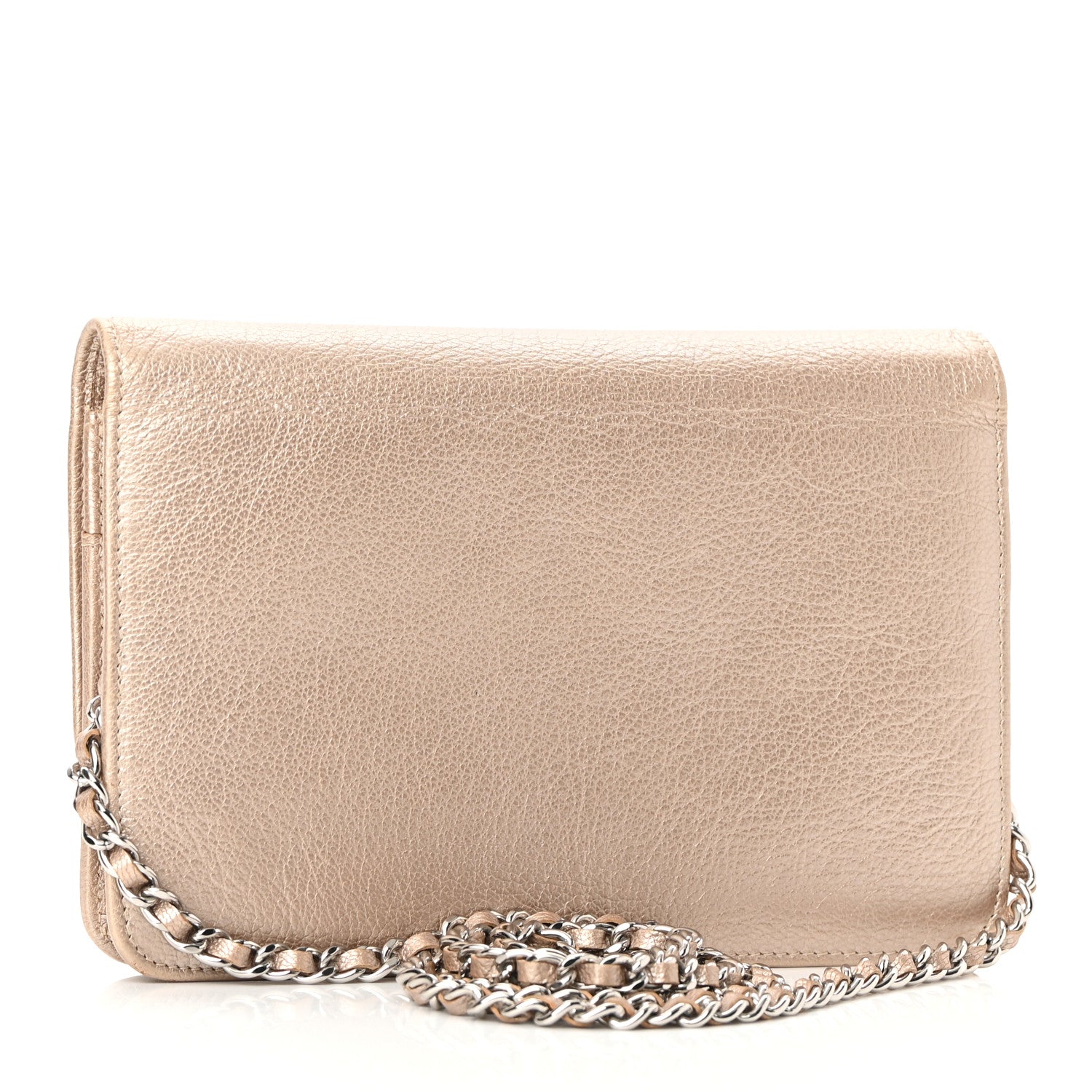 Chanel Metallic Goatskin Wallet On Chain WOC Gold 3 of 11