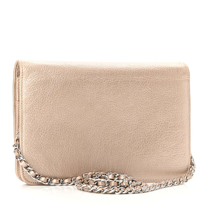 Chanel Metallic Goatskin Wallet On Chain WOC Gold 3 of 11
