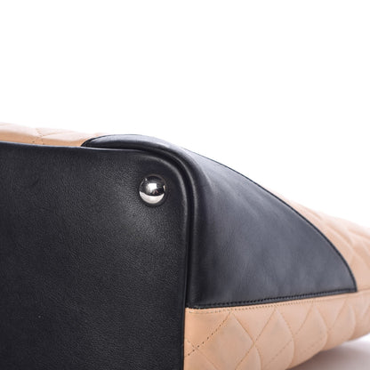 Chanel Calfskin Quilted Large Cambon Tote Beige Black 10 of 16