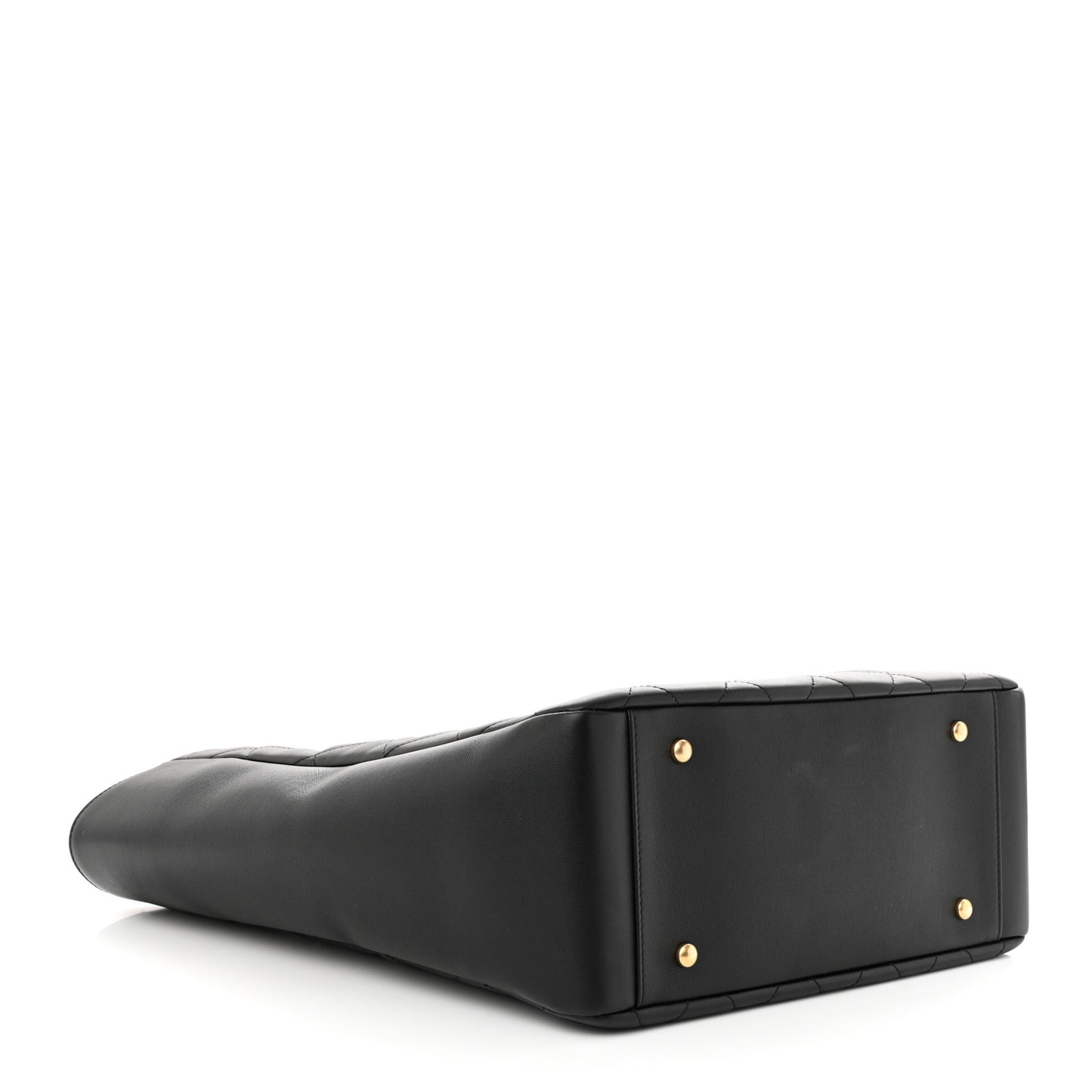 Calfskin Stitched Large Shopping Bag Black
