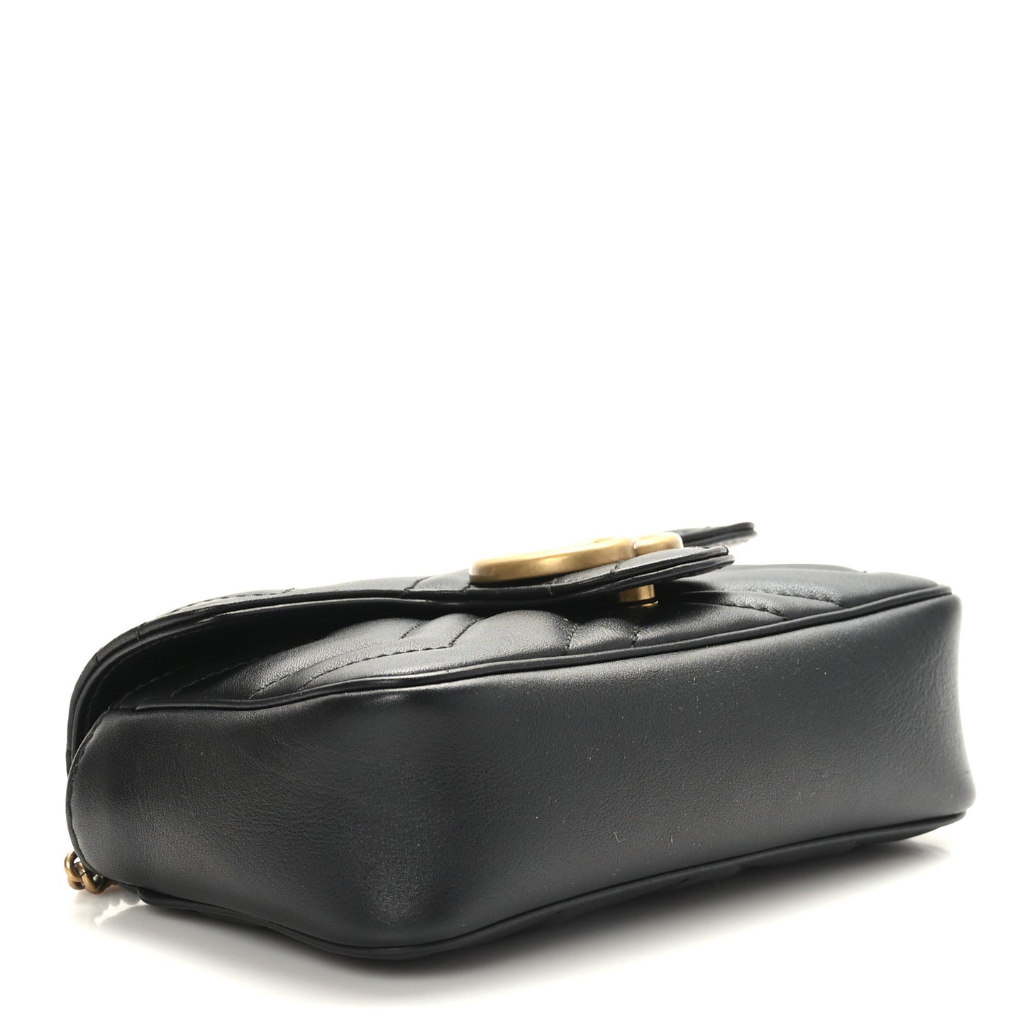 Calfskin Matelasse Super Mini GG Marmont Shoulder Bag Black