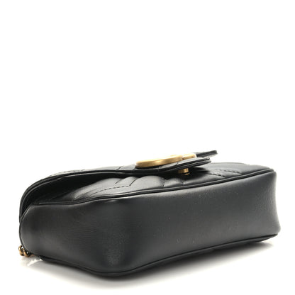 Gucci Calfskin Matelasse Super Mini GG Marmont Shoulder Bag Black 4 of 10