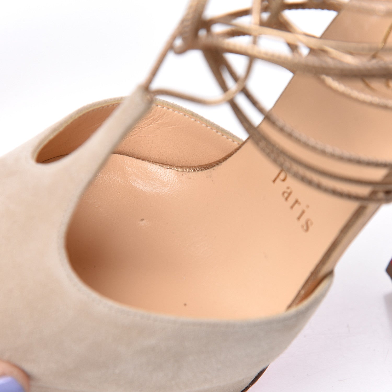 Christian Louboutin Suede Confusalta 150 Sandals 37 Colombe 12 of 17