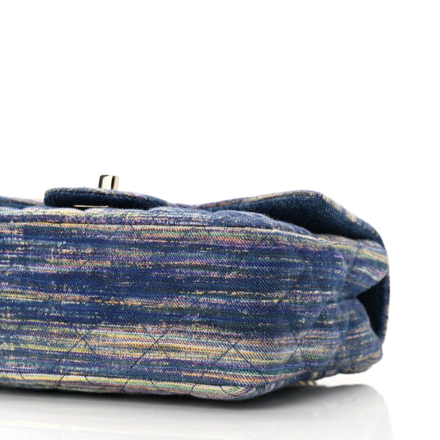 Striated Quilted Classics in Fabrics Mini Rectangular Flap Navy Yellow Purple Green Multicolor