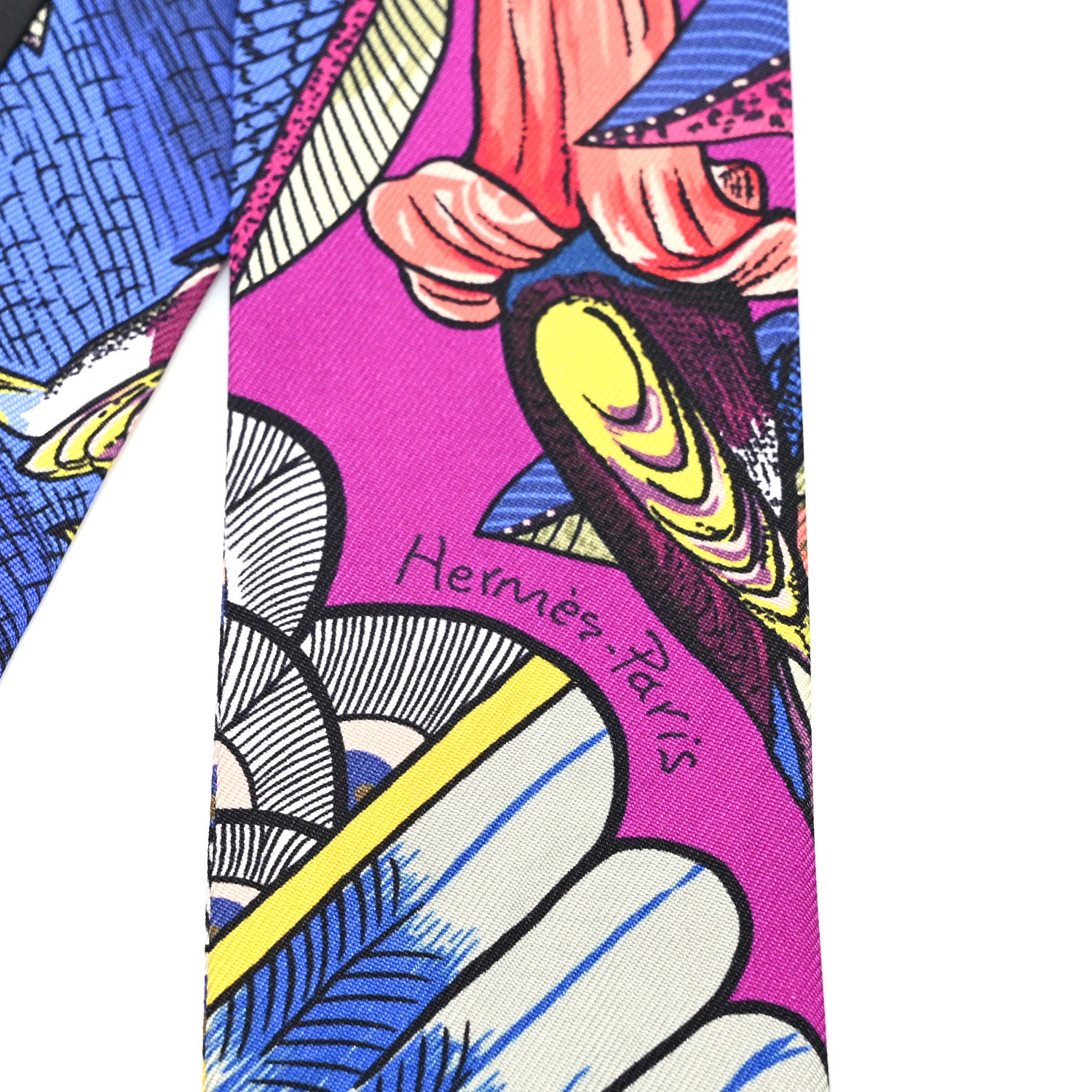Hermes Silk Tree Of Song Twilly Fuchsia Bleu Rouge 3 of 4