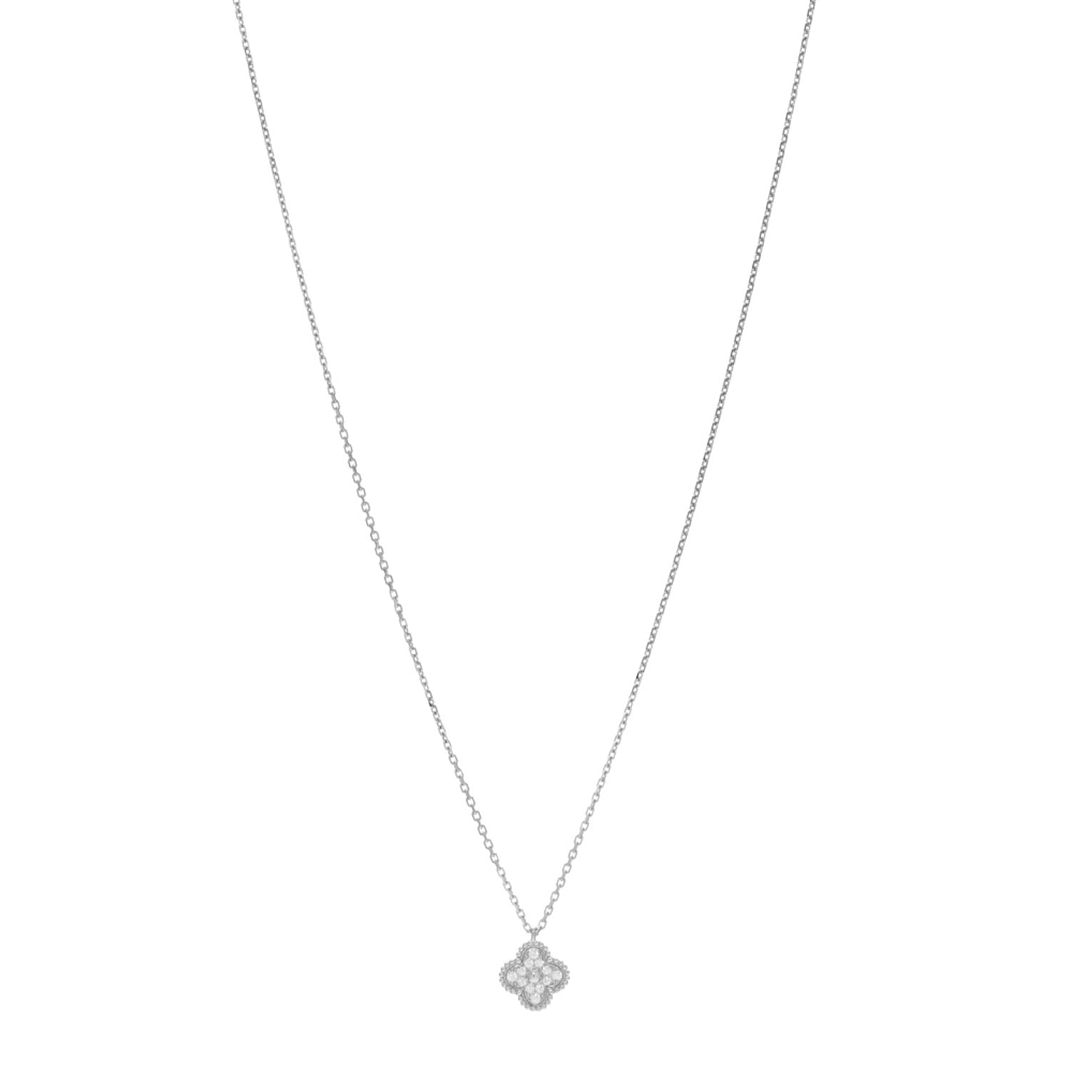 Van Cleef & Arpels VAN CLEEF & ARPELS 18K White Gold Diamond Sweet Alhambra Pendant Necklace 1 of 5