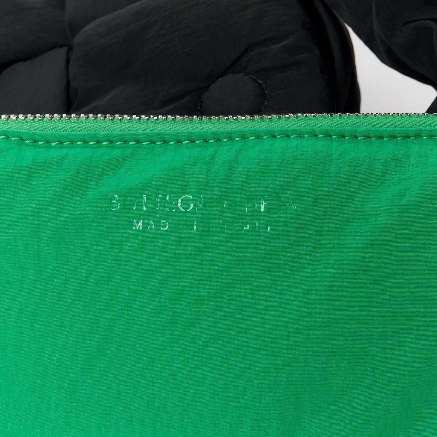 Nylon Intrecciato Padded Tech Cassette Bag Black Green