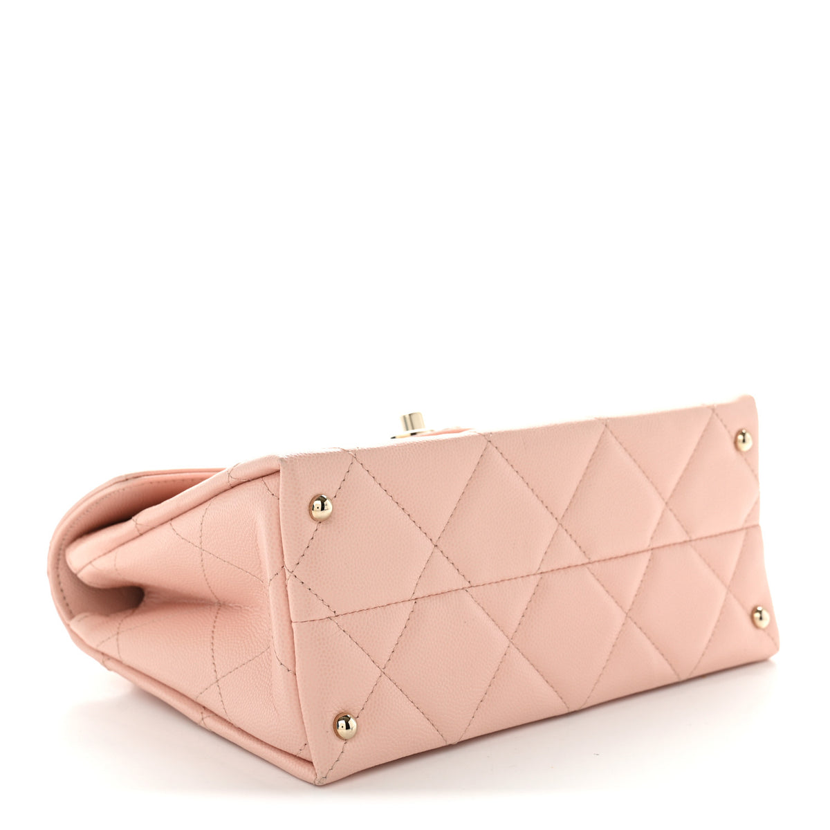 Caviar Quilted Mini Retro Twist Top Handle Flap Light Pink