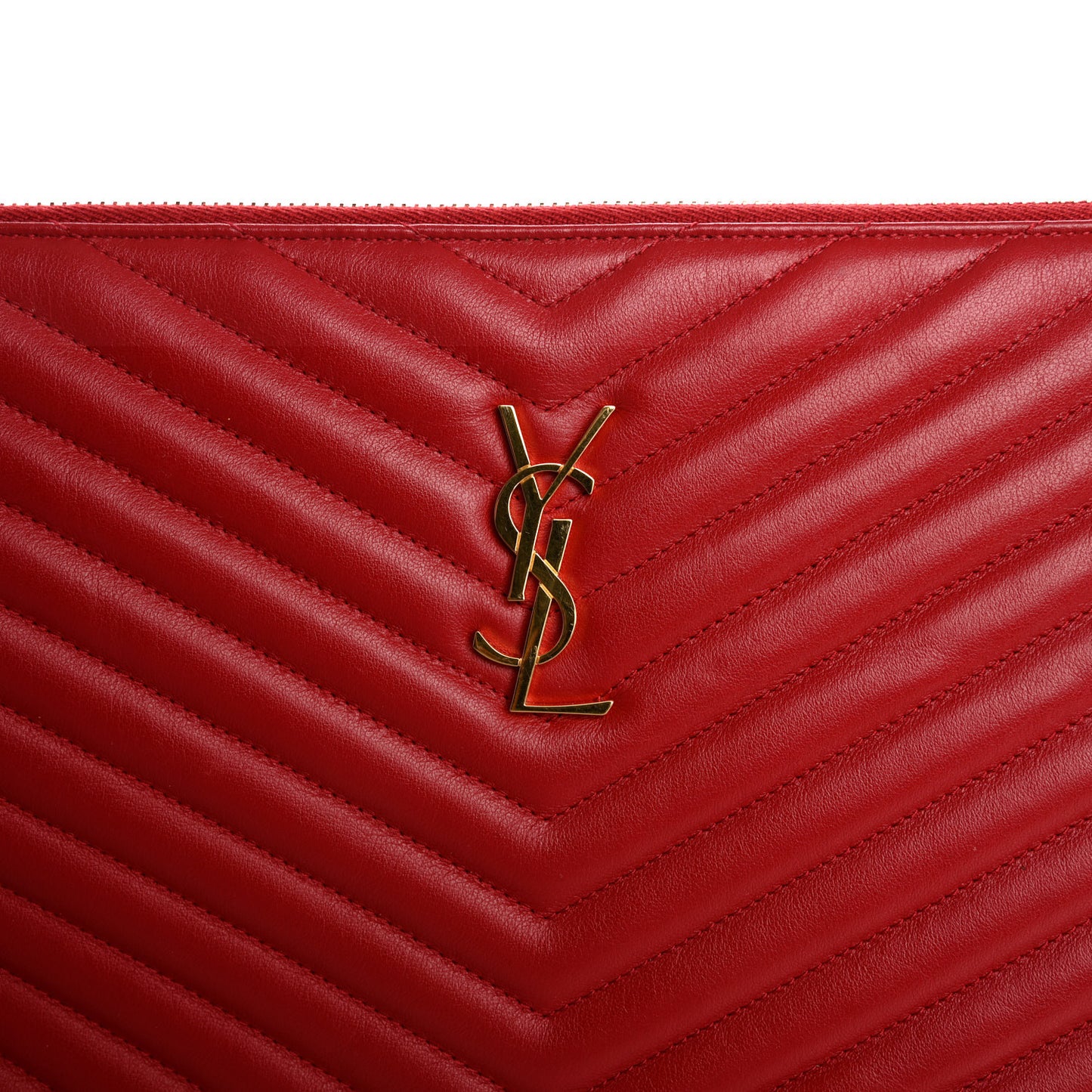 Calfskin Matelasse Chevron Monogram Document Holder Rouge Eros