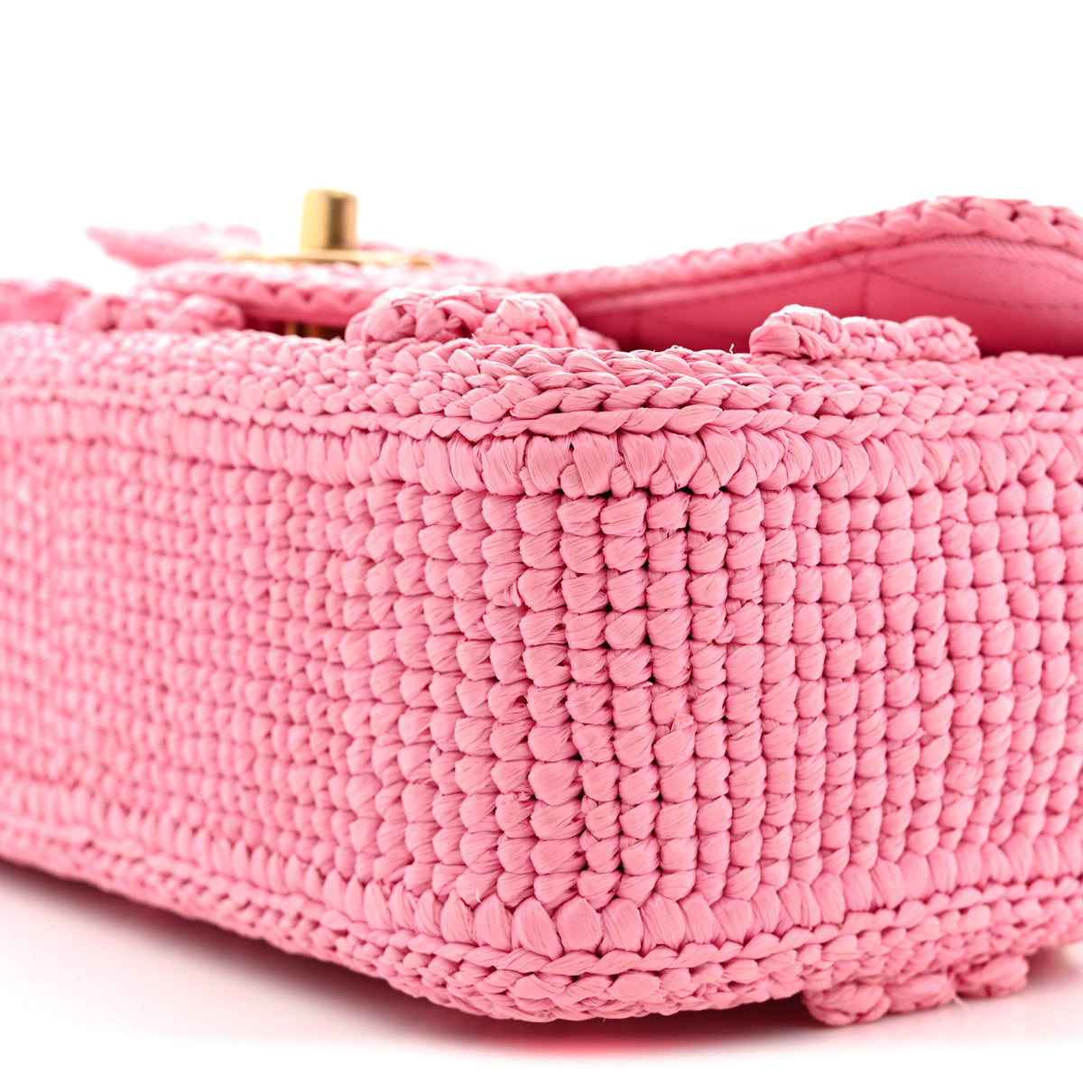 Chanel Raffia Small Dolce Raffia Flap Bag Pink 10 of 11