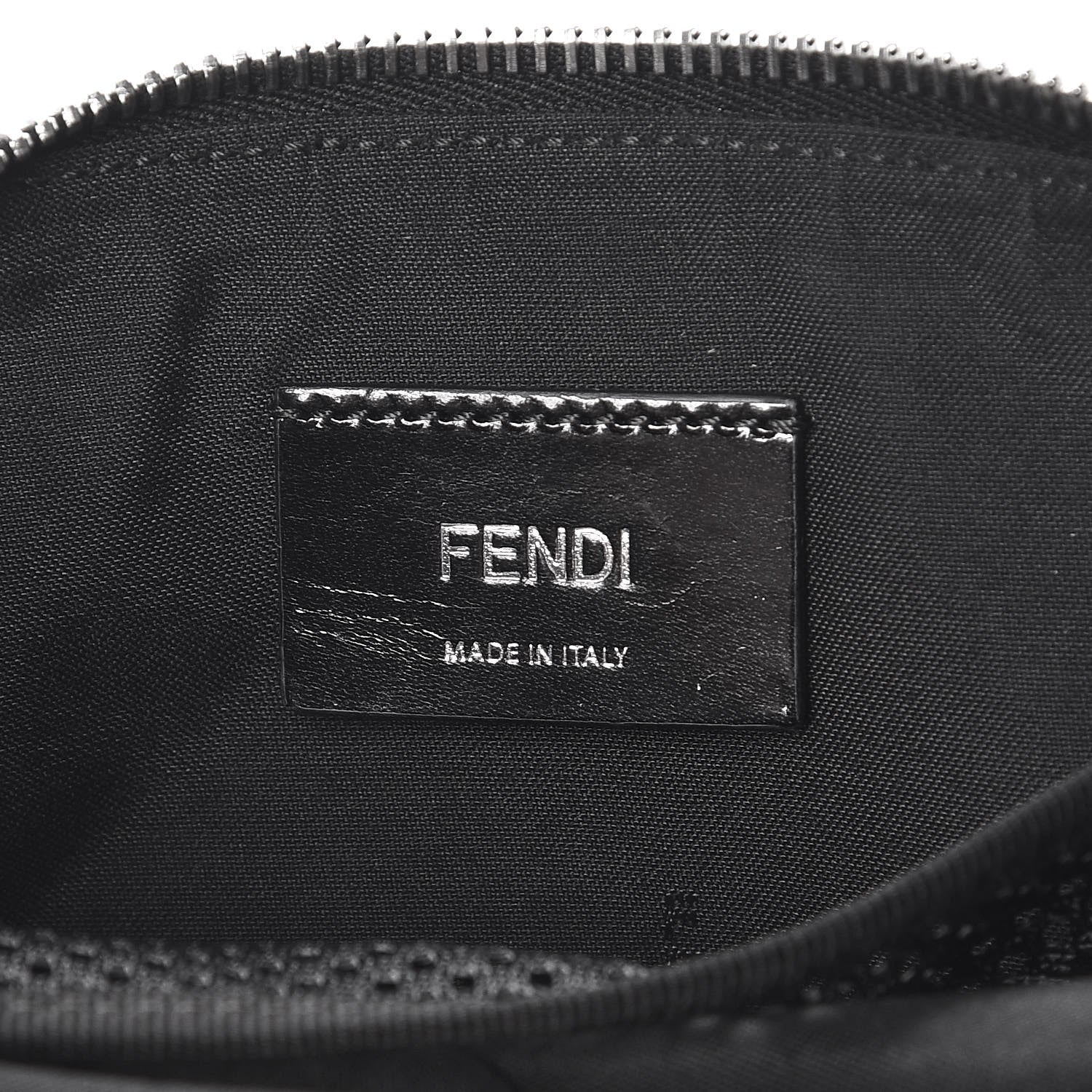 Fendi Glazed Fabric Vitello Century FF 1974 Stamp Patch Pocket Belt Bag Black 6 of 7