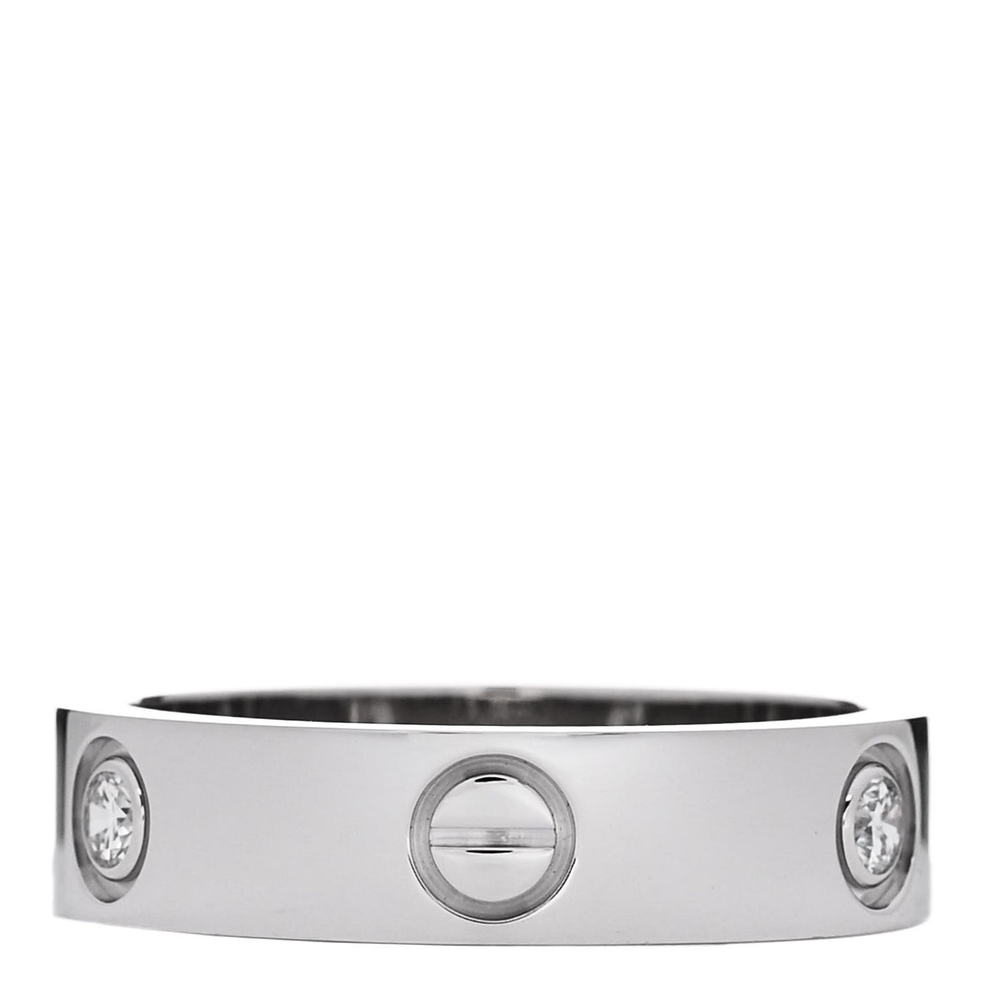 18K White Gold 3 Diamond 5.5mm LOVE Ring 60 9.25
