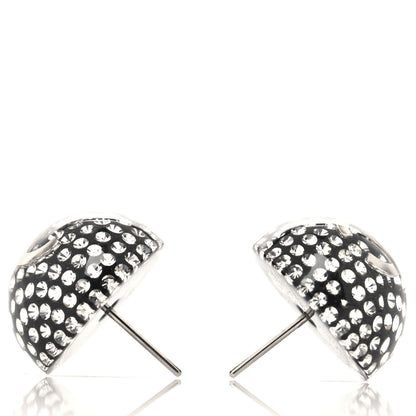 Chanel Resin Crystal CC Earrings Black Silver 3 of 5