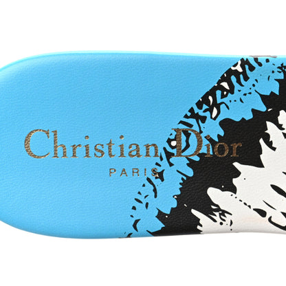 Christian Dior Canvas D-Jungle Pop Embroidered Dway Flat Slide Sandals 38.5 Bright Blue Pink Multicolor 7 of 8