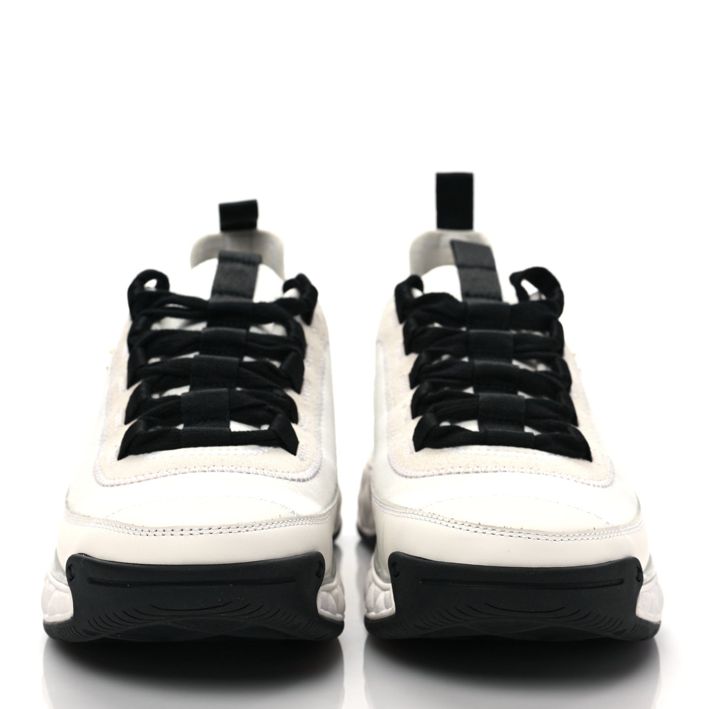 Velvet Calfskin Mixed Fibers CC Sneakers 39 Ivory Black