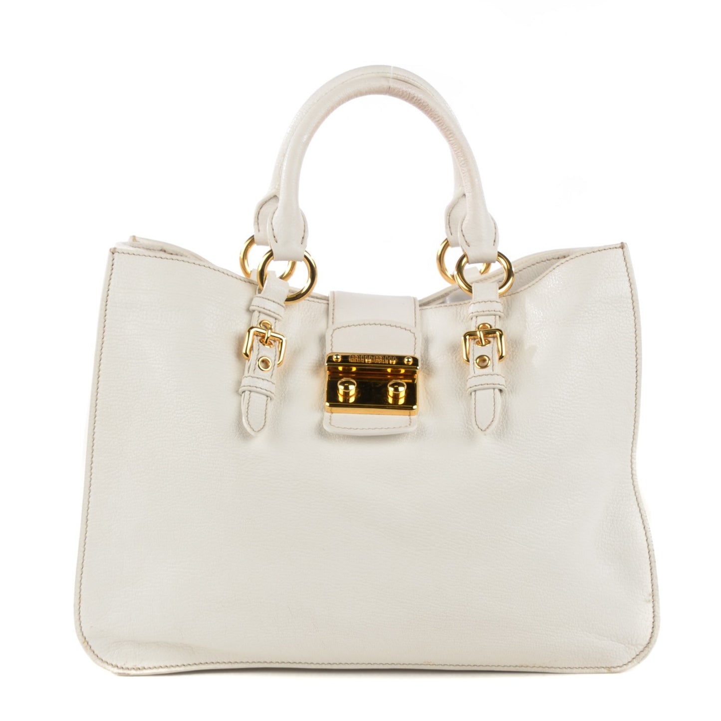 Goatskin Madras Top Handle Tote Bianco