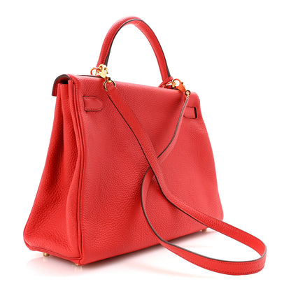Hermes Taurillon Clemence Kelly Retourne 32 Rouge Tomate 3 of 14