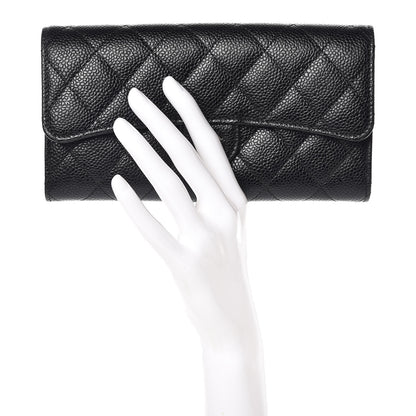Chanel Caviar Quilted Large Gusset Flap Wallet Black 2 of 11