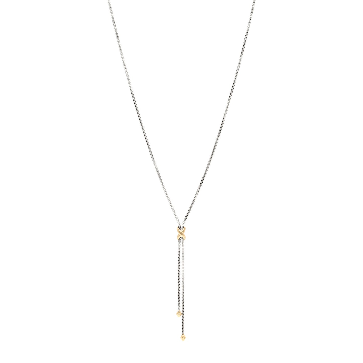 Sterling Silver 18K Yellow Gold Petite X Lariat Necklace