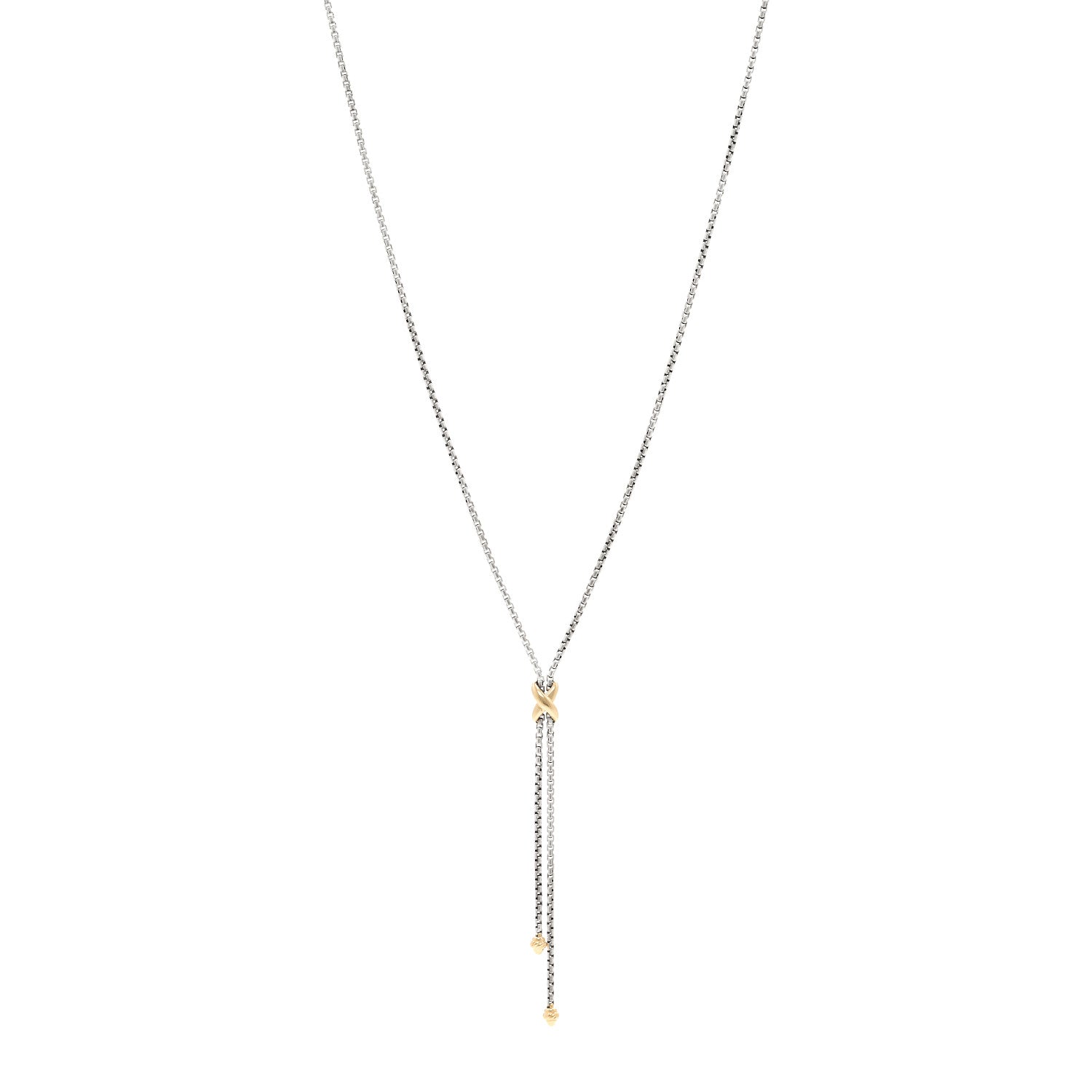 David Yurman Sterling Silver 18K Yellow Gold Petite X Lariat Necklace 1 of 5