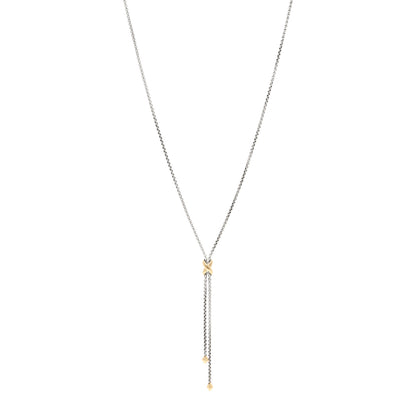 David Yurman Sterling Silver 18K Yellow Gold Petite X Lariat Necklace 1 of 5