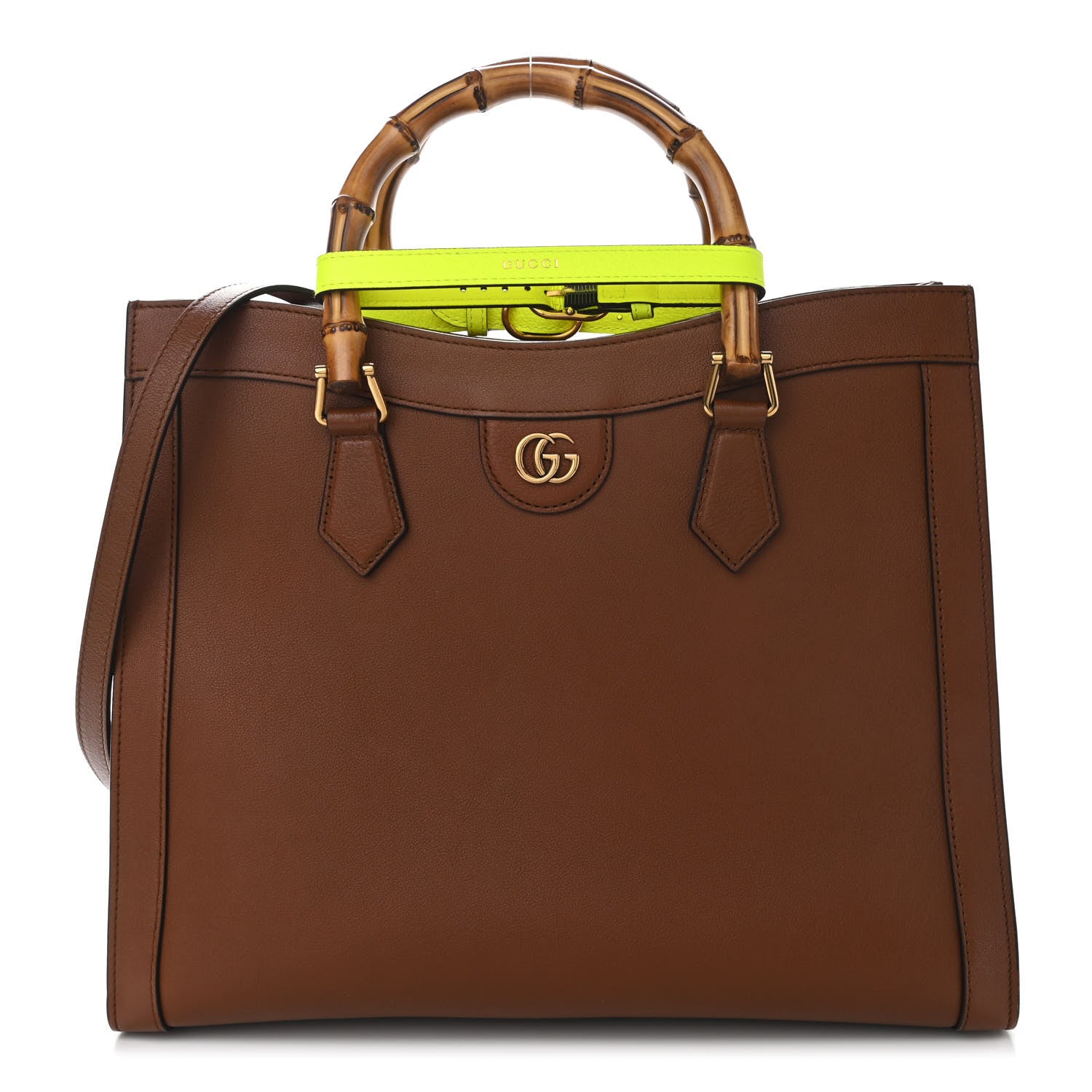 Gucci Wonka Grain Calfskin Medium Diana Tote Bag Cuir Yellow Fluo 1 of 10