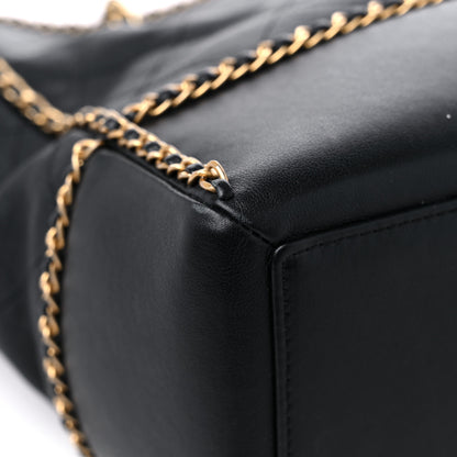 Chanel Calfskin Quilted Chain Lines Shopping Tote Black 10 of 11