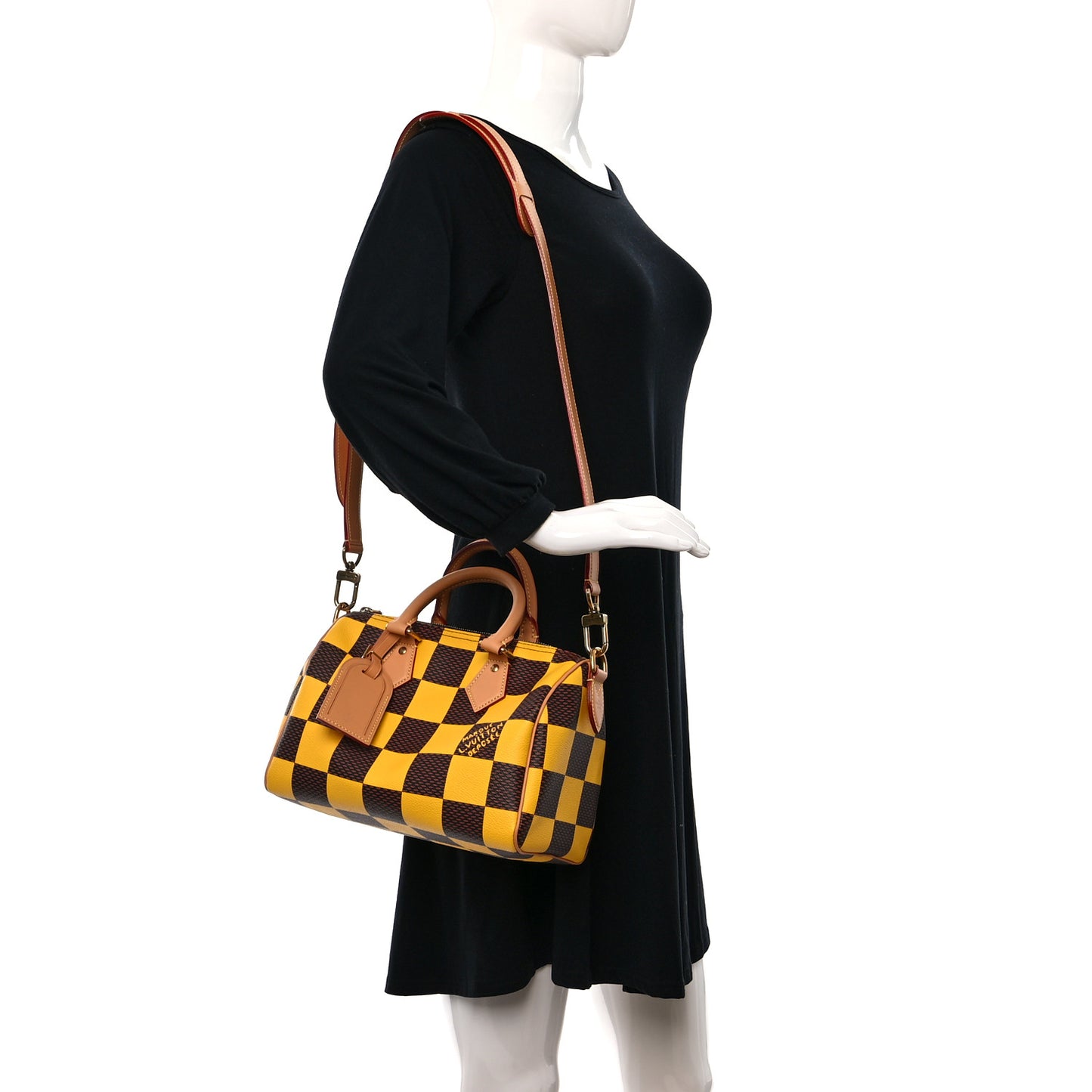 Damier Pop Speedy Bandouliere 25 Jaune Mat