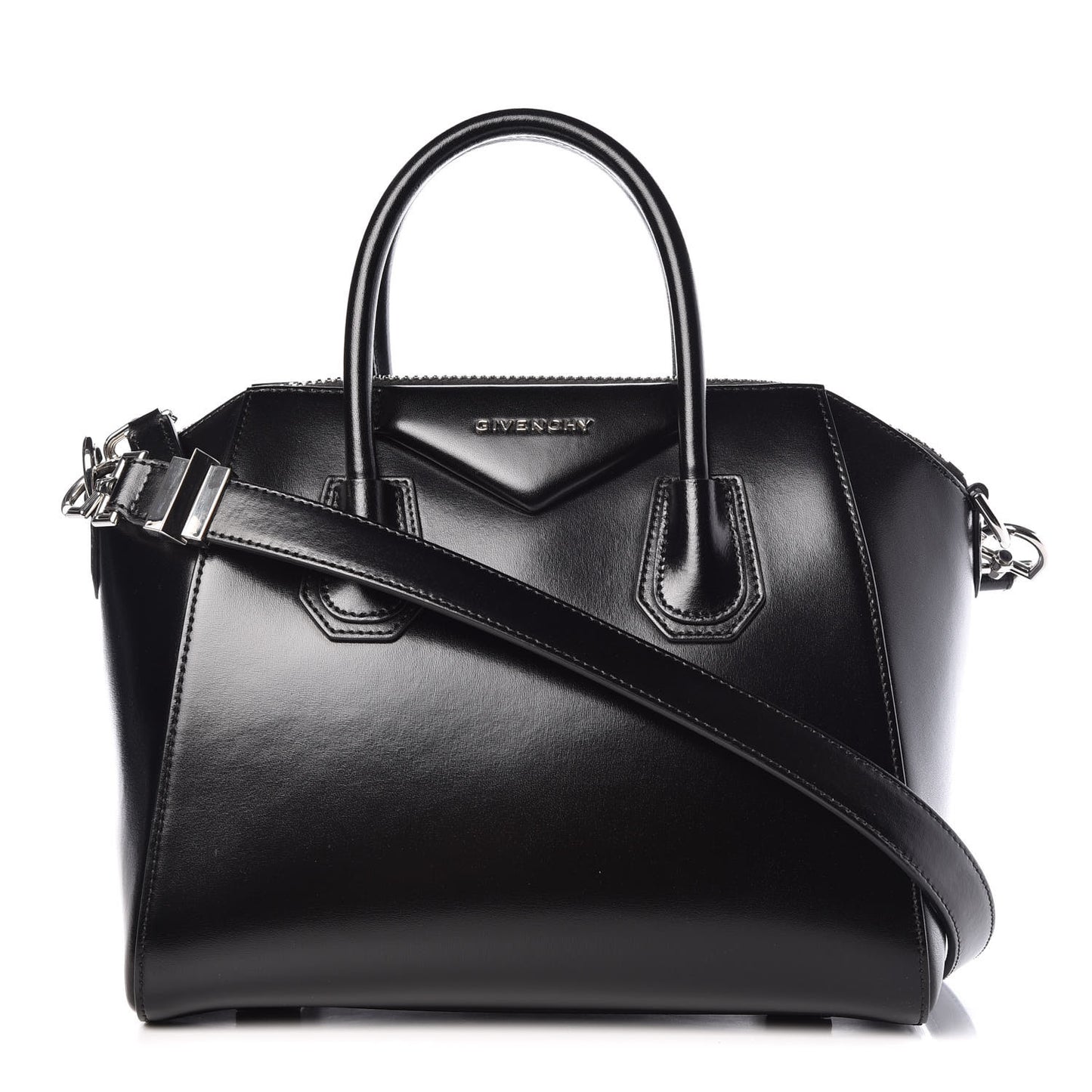 Shiny Lord Calfskin Small Antigona Black
