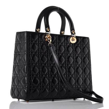 Christian Dior Lambskin Cannage Large Lady Dior Black 4 of 11