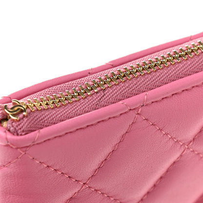 Chanel Lambskin Quilted Zipped Pouch Pink Yellow 9 of 9
