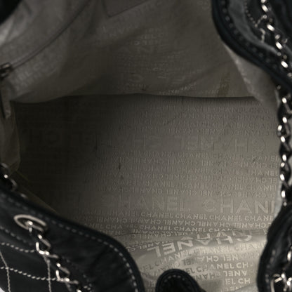 Chanel Lambskin Contrast Stitch Large Drawstring Tote Black 5 of 7