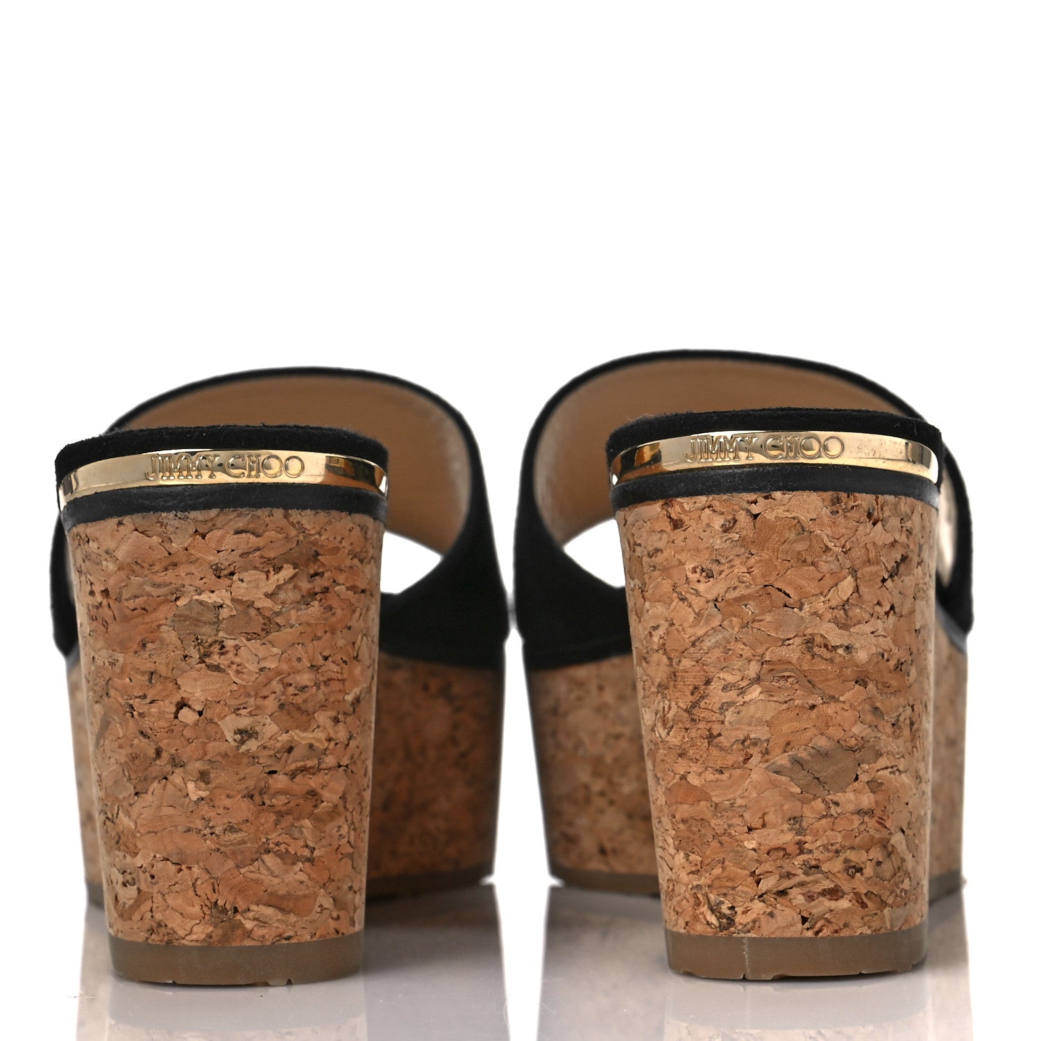 Jimmy Choo Suede Cork DeeDee Platform Wedge Slide Sandals 37 Black 5 of 8