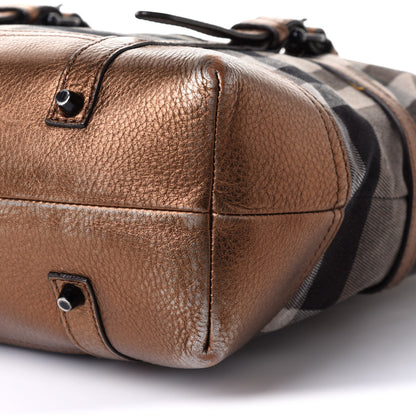 Burberry Metallic Calfskin House Check Tote Bronze 9 of 10