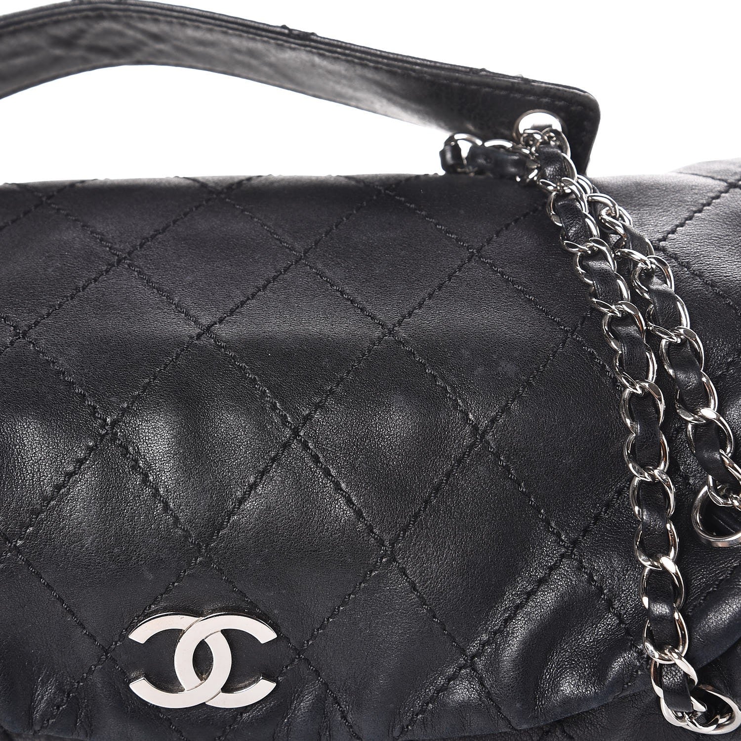Chanel Lambskin Stitched Accordion Tote Black 8 of 10