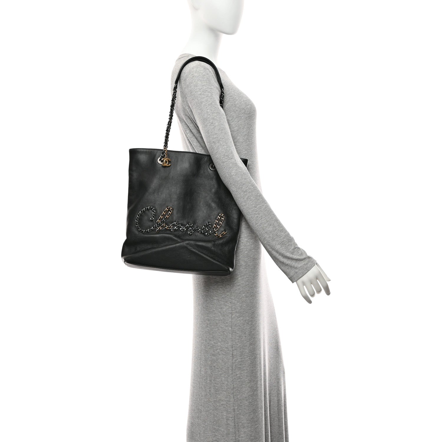 【本物保証】■タイムセール7月13日20~23時　CHANEL バッグ 三越正規 Chanel Calfskin Chain 20s Signature Tote Black 1871914 – FASHIONPHILE