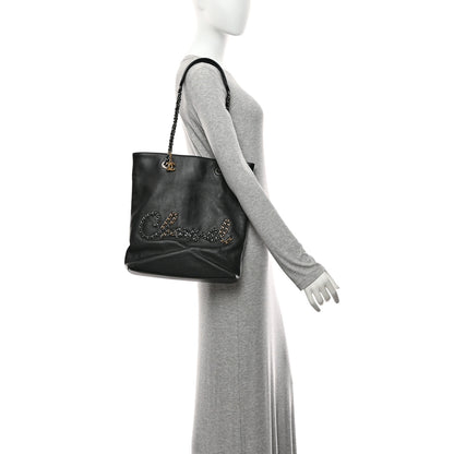 Chanel Calfskin Chain 20s Signature Tote Black 2 of 10