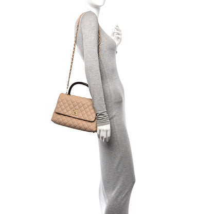 Chanel Caviar Lizard Embossed Quilted Small Coco Handle Flap Beige 2 of 11