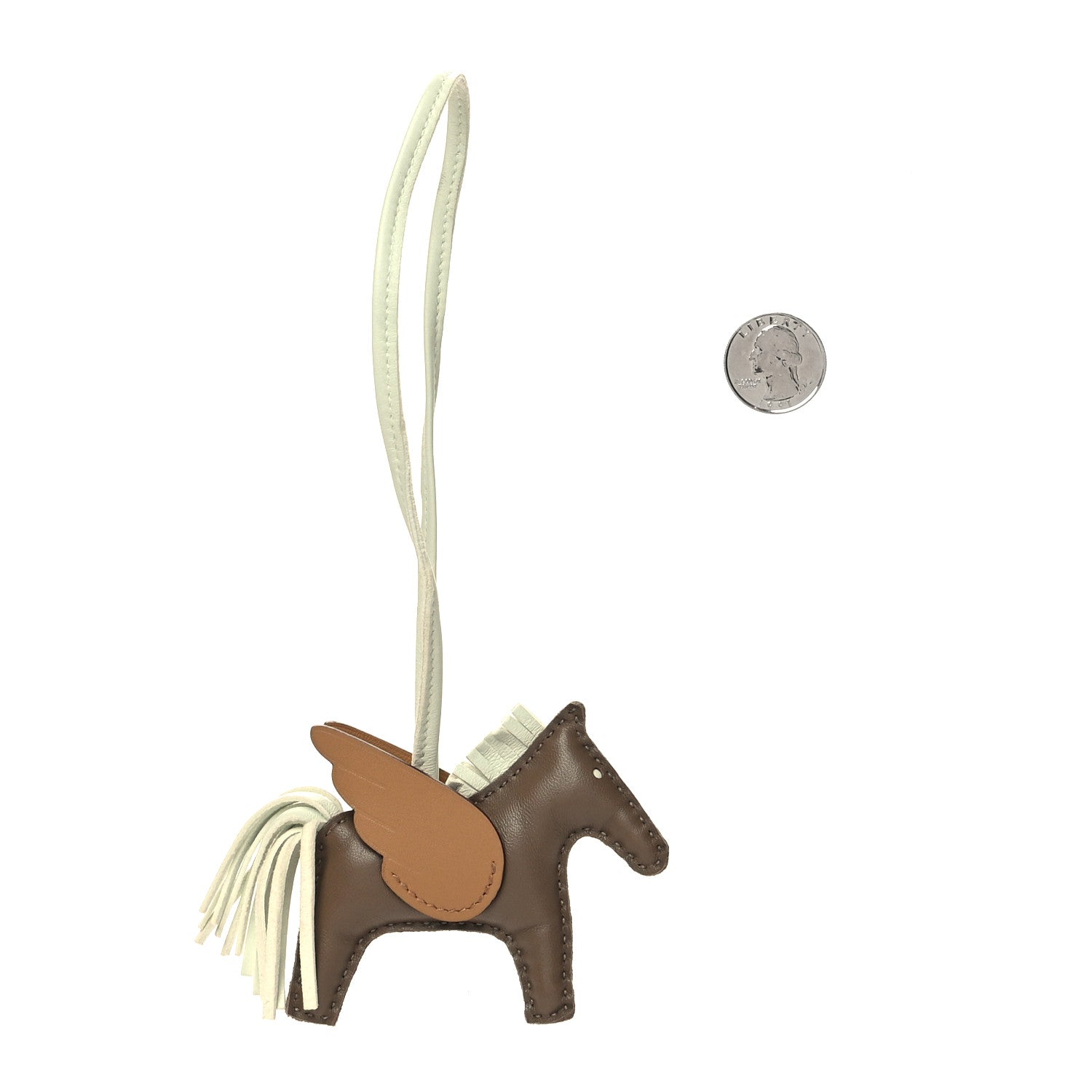 Hermes Milo Lambskin Grigri Rodeo Pegase Horse Bag Charm PM Etoupe Vert Fizz Biscuit 2 of 4