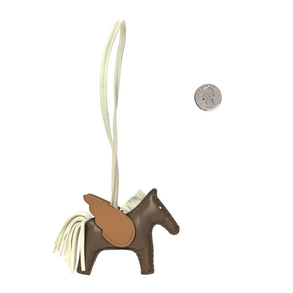 Hermes Milo Lambskin Grigri Rodeo Pegase Horse Bag Charm PM Etoupe Vert Fizz Biscuit 2 of 4