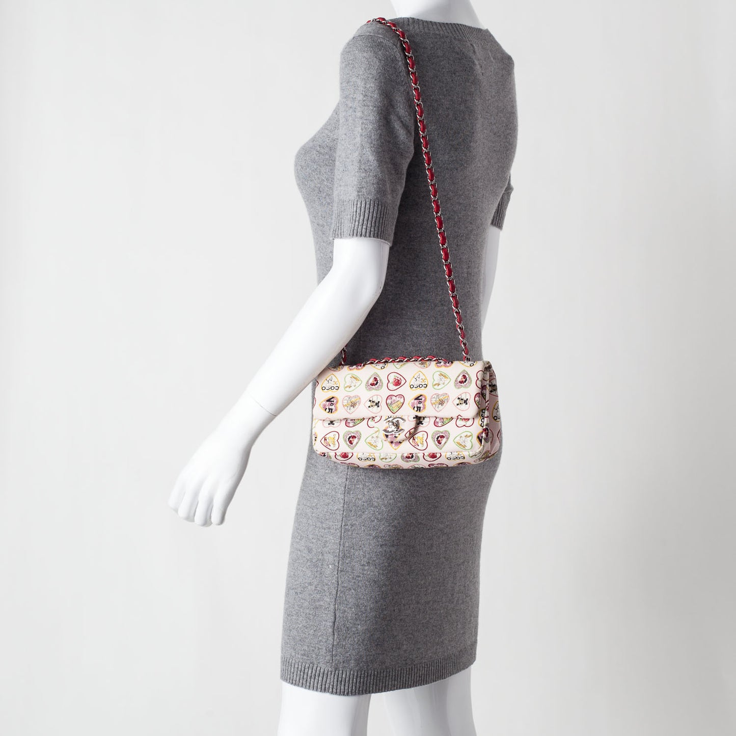 Canvas Coco Hearts Small Flap Bag