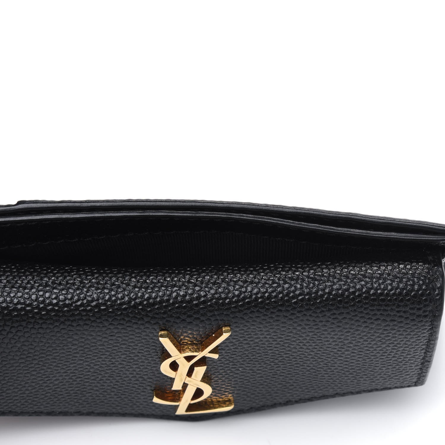 Saint Laurent Grain De Poudre Uptown Monogram Card Case Black 3 of 4