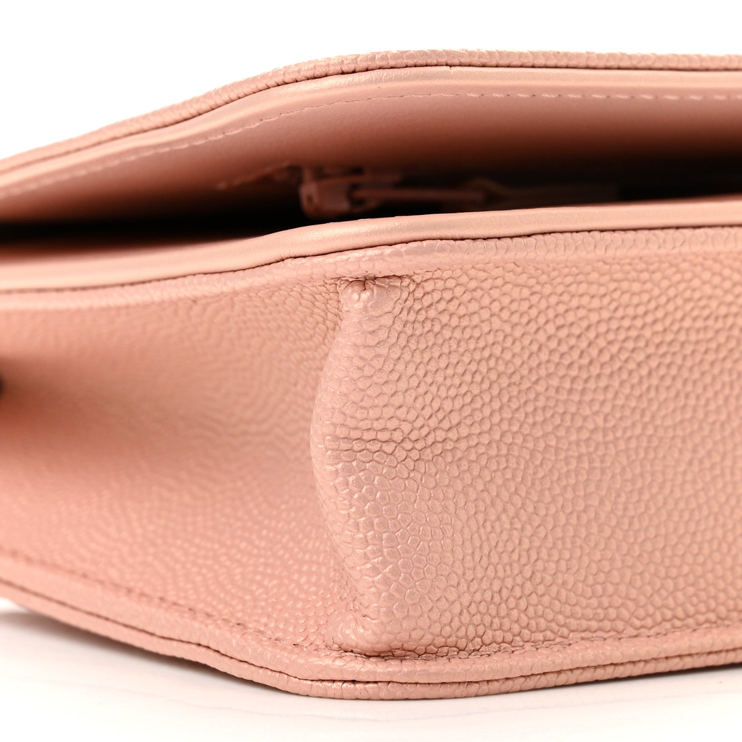Chanel Metallic Caviar Quilted Vintage Mademoiselle Wallet On Chain WOC Light Pink 10 of 12