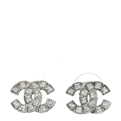 Chanel Baguette Crystal CC Earrings Silver 1 of 5
