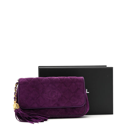Chanel Suede Quilted CC Tassel Clutch Purple 12 of 12