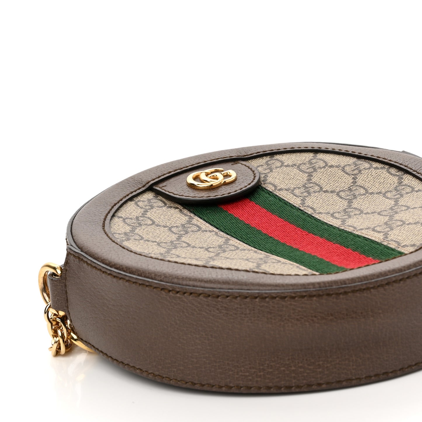 GG Supreme Monogram Web Mini Ophidia Round Shoulder Bag Brown